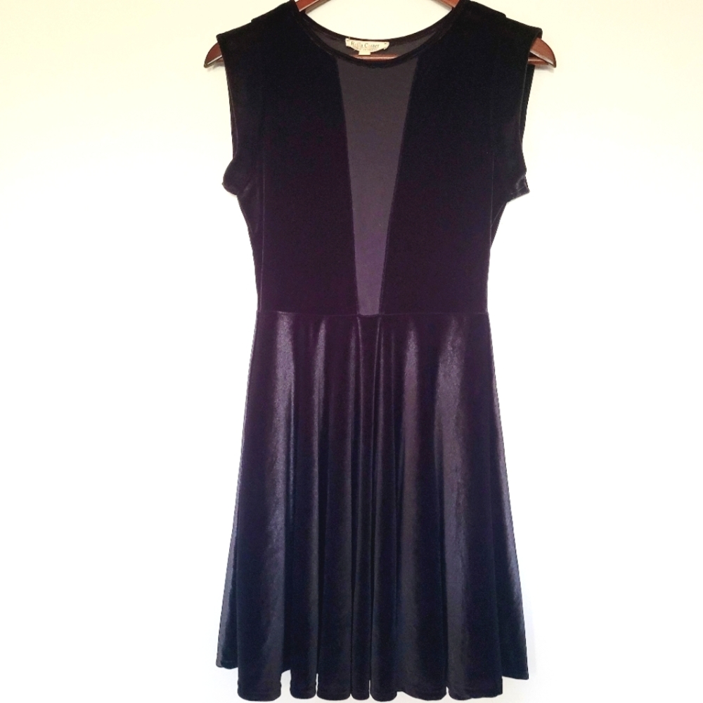 New Black Mini Velvet Dress Size Small